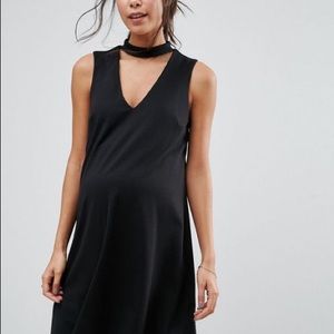 new look maternity black collar v neck dress